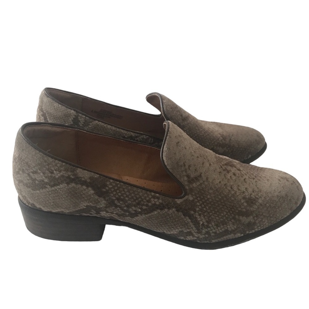 Sofft Taupe Snake-Print Velvet Loafers